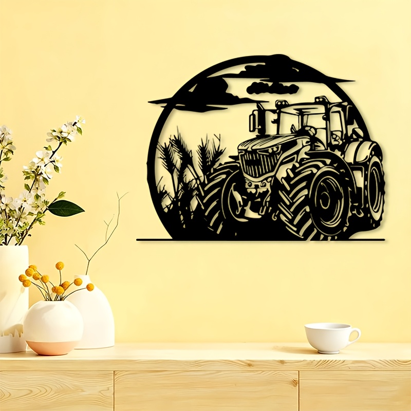Agriculture Farm House - Décoration Murale Métallique Tracteur Rustique –